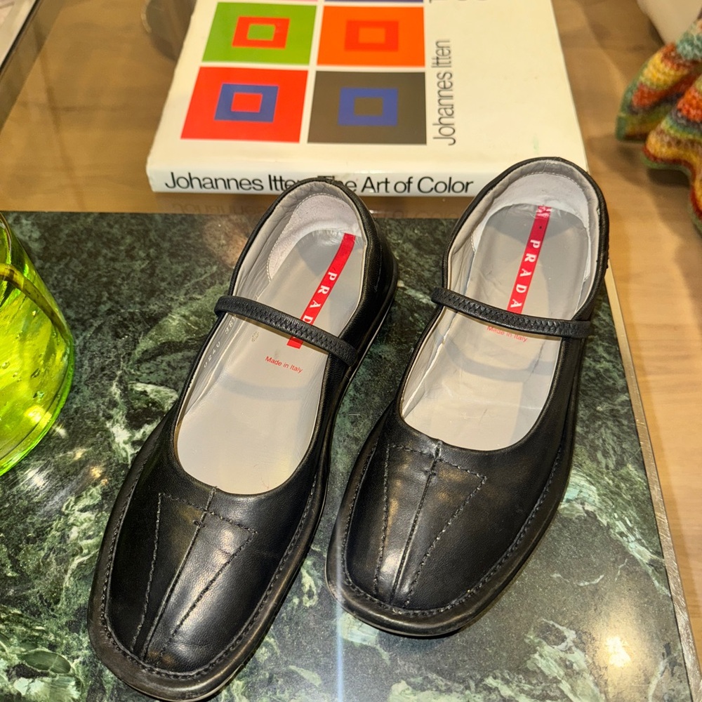 Prada Y2K Classic Black Leatber Mary Jane ballet Flats - EU 36.5